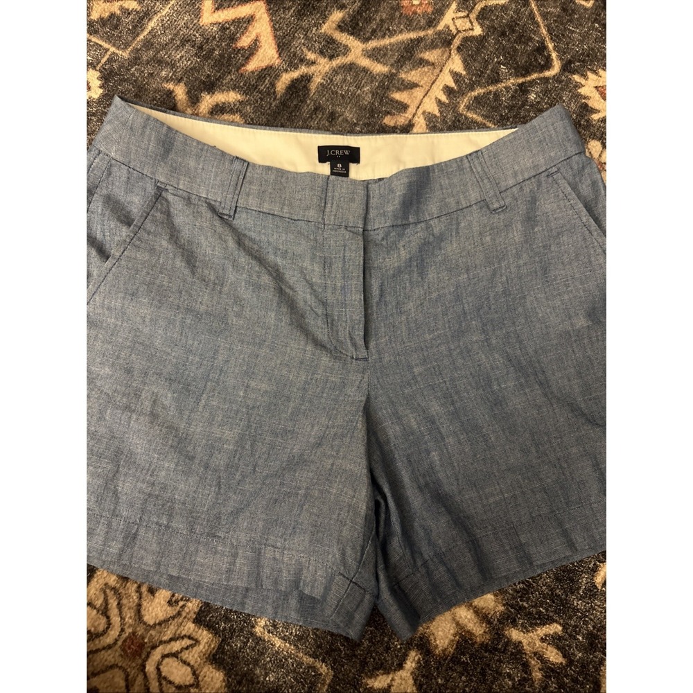 J.Crew 5" Chambray Denim Shorts Size 8 Light Blue 100% Cotton Style